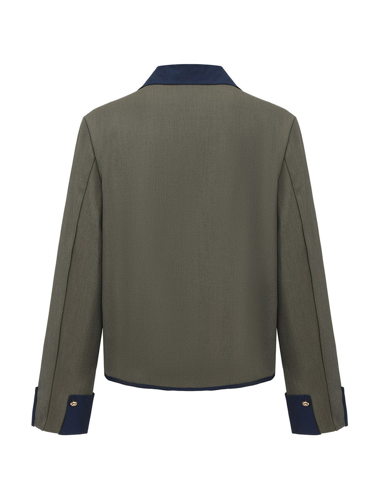 Grün 1950er Revers Farbblock Anzug Jacke