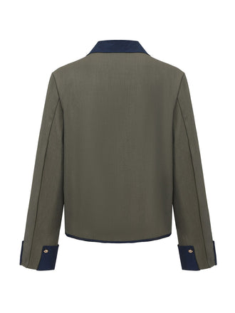 Grün 1950er Revers Farbblock Anzug Jacke