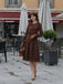 Braun 1920er Bogen Schleife Gürtel Taille Kleid