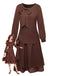 Braun 1920er Bogen Schleife Gürtel Taille Kleid