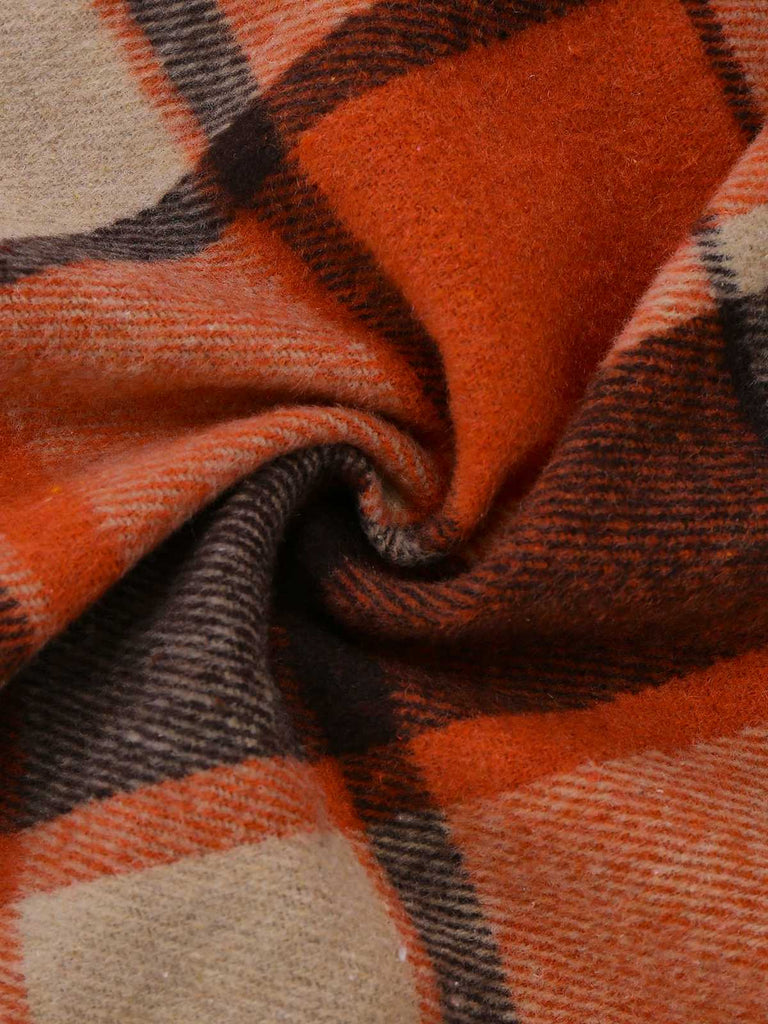 Orange 1950er Karo Hoch Niedrig Saum Revers Jacke