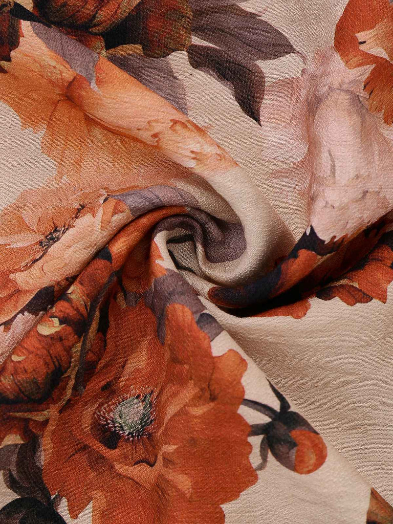 Mehrfarbig 1930er Blumen Gesmokt Gerafft Ärmel Kleid