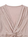 1970er Solide V-Ausschnitt Twist Langarm Jumpsuit