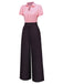 [Vorverkauf] Rosa & Grau 1930er Bogen Kragen Revers Jumpsuit