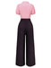 [Vorverkauf] Rosa & Grau 1930er Bogen Kragen Revers Jumpsuit