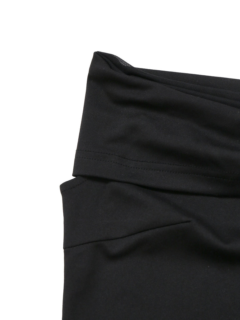 [Vorverkauf] Schwarz 1930er Schulterfrei Netz Fischschwanzkleid