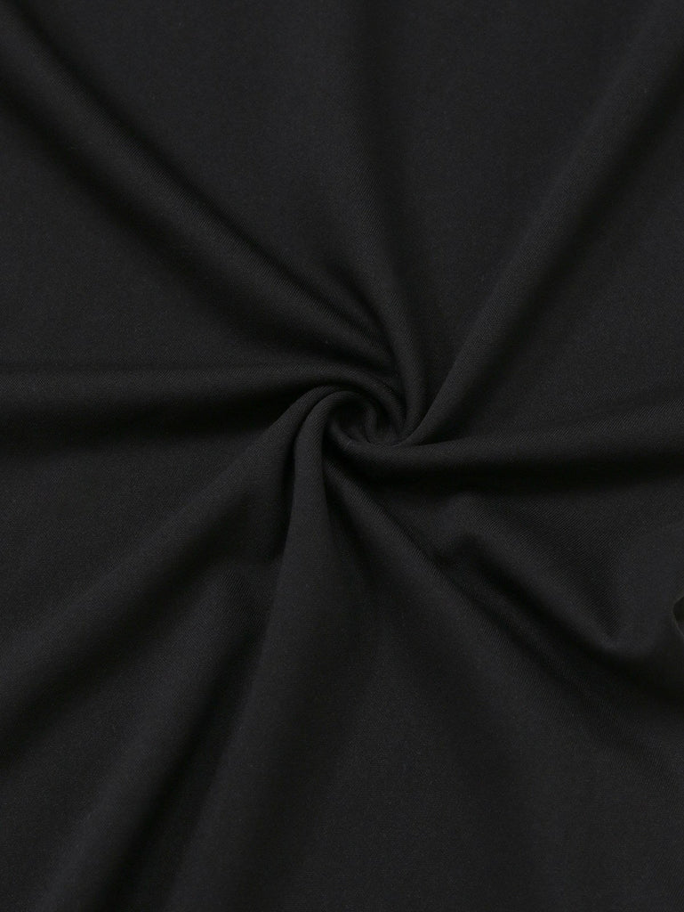 [Vorverkauf] Schwarz 1930er Schulterfrei Netz Fischschwanzkleid