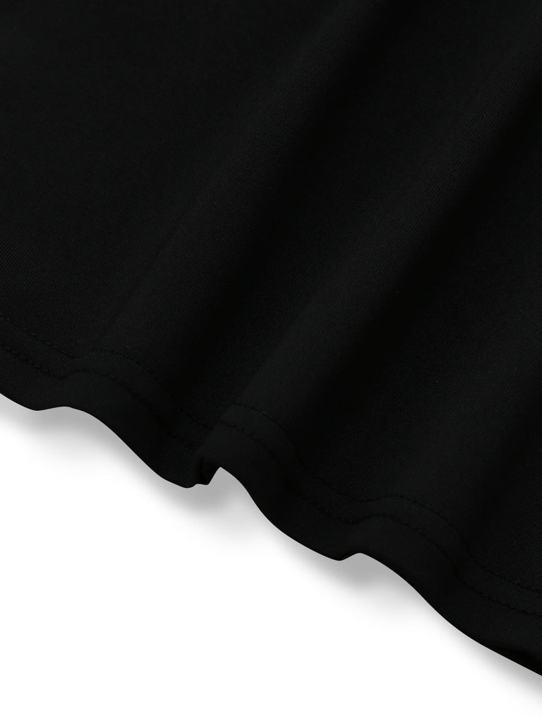 2PCS Schwarz 1930er Rollkragen Top & Blumen Rock