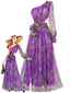 Lila 1930er Netz Eine Schulter 3D Blumen Abend Kleid