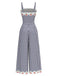 [Vorverkauf] Blau 1950er Kirsche Karomuster Kariert Träger Jumpsuit