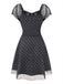 [Vorverkauf] Grau 1960er Bogen Netz Patchwork Polka Punkte Kleid
