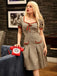 Braun 1950er Bogen Hahnentritt Plissiertes Kleid
