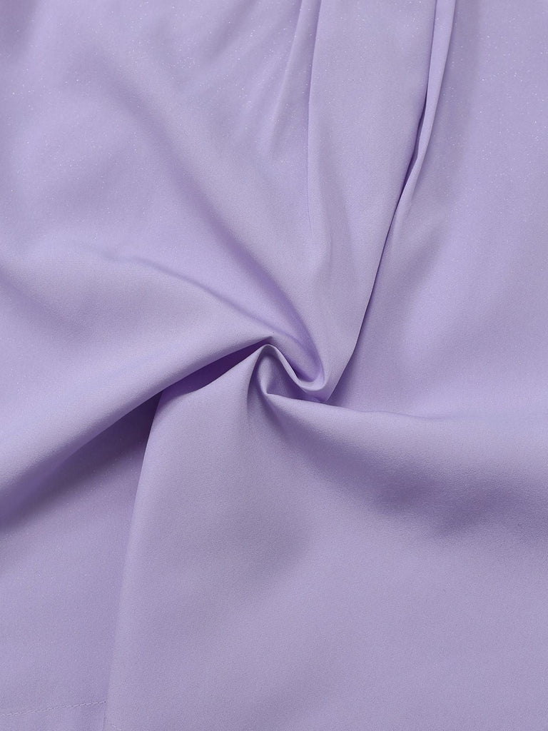 [Vorverkauf] Lavendel 1960er Schimmer Flügelärmel Plissiertes Kleid