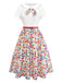 [Vorverkauf] Multicolor 1950er Bunt Polka Punkte Bogen Kleid