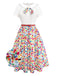 [Vorverkauf] Multicolor 1950er Bunt Polka Punkte Bogen Kleid