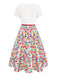 [Vorverkauf] Multicolor 1950er Bunt Polka Punkte Bogen Kleid