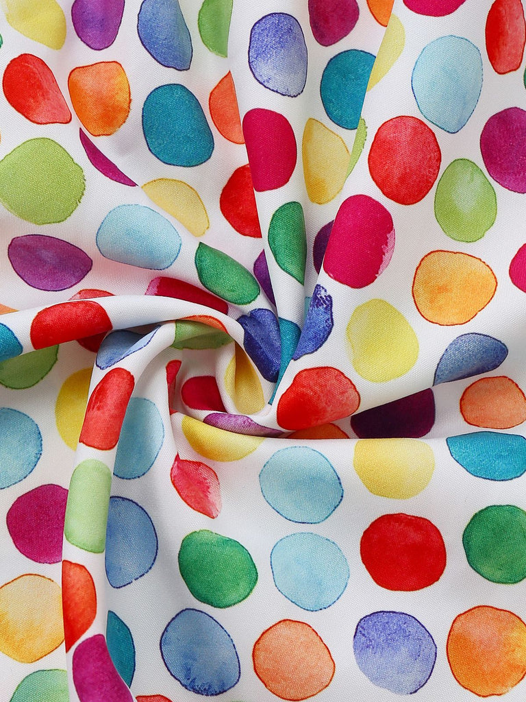 [Vorverkauf] Multicolor 1950er Bunt Polka Punkte Bogen Kleid
