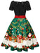 1950er Weihnachtsbaum Patchwork Bogen Gürtel Swing Kleid