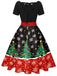 1950er Weihnachtsbaum Patchwork Bogen Gürtel Swing Kleid