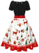 1950er Weihnachtsbaum Patchwork Bogen Gürtel Swing Kleid