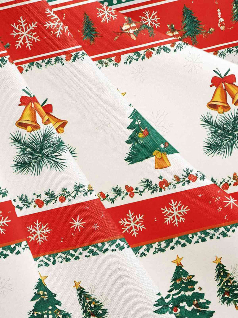 1950er Weihnachtsbaum Patchwork Bogen Gürtel Swing Kleid