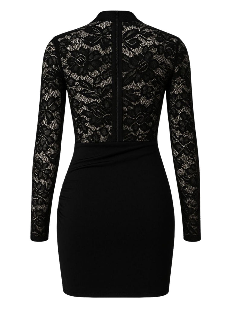 1960er Durchsichtig Spitze Bodycon Kleid mit Drapiert Rock