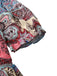 Mehrfarbig 1970er Boho Paisley Druck Gesmokt Puffärmel Kleid