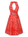 Rot 1960er Abstraktes Muster Cutout Twist Halter Kleid
