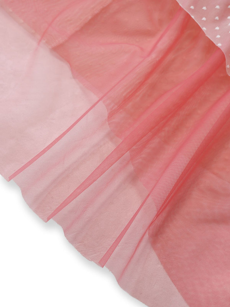 [Vorverkauf] Rosa 1930er Polka Punkte Netz V-Ausschnitt Kleid