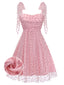 [Vorverkauf] Rosa 1950er Herz Schulter Bindung Gerafft Kleid