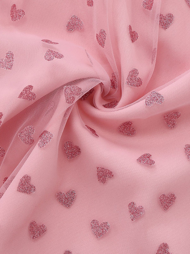 [Vorverkauf] Rosa 1950er Herz Schulter Bindung Gerafft Kleid