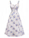 [Größentabelle] Beige 1950er Blumen Schnürung Seitenschlitz Kleid