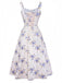 [Größentabelle] Beige 1950er Blumen Schnürung Seitenschlitz Kleid