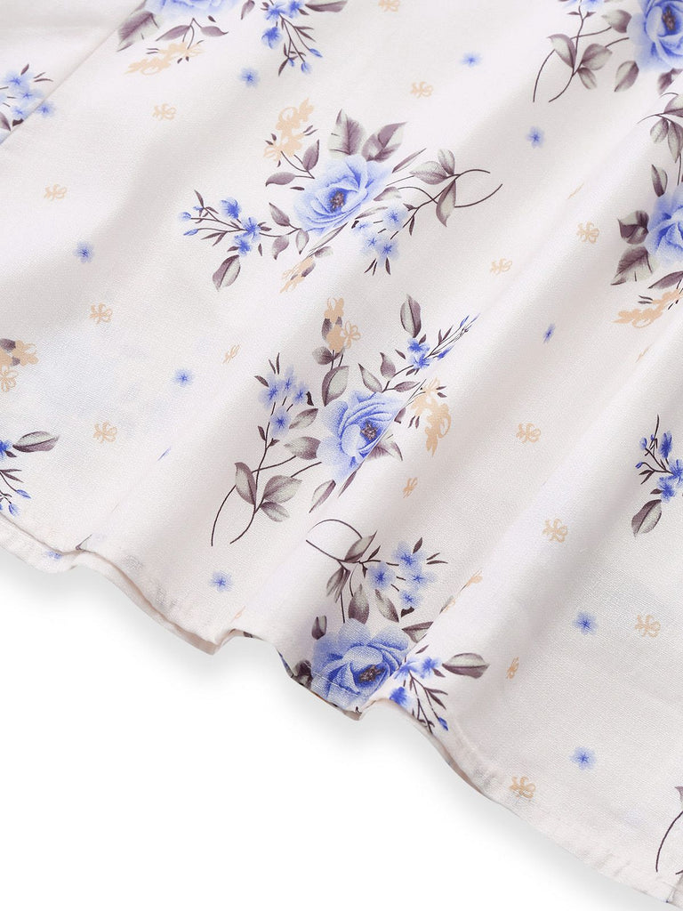 [Größentabelle] Beige 1950er Blumen Schnürung Seitenschlitz Kleid