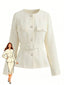 Beige 1950er Lange Ärmel Knöpfe Anzug Jacke