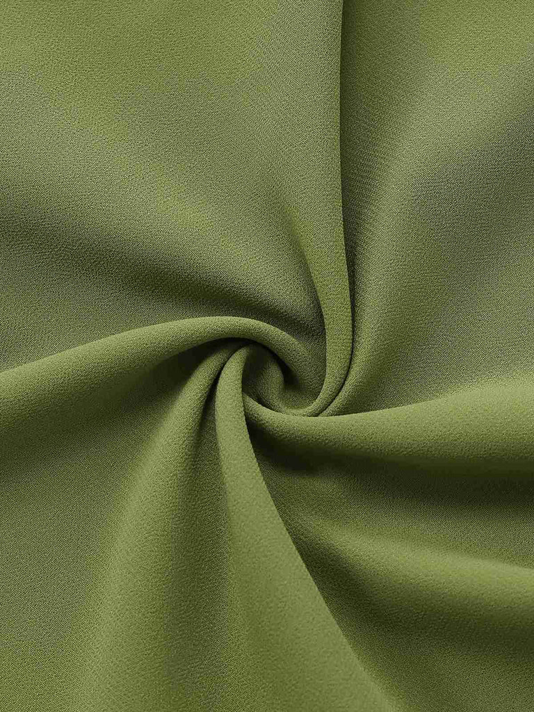 Grün 1930er Halter Netz Rückenfrei Chiffon Midi Kleid