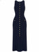 1960er Solide Ärmellos Einreihig Stricken Kleid