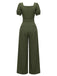 [Vorverkauf] Grün 1960er Solide Rüschen Puffärmel Jumpsuit