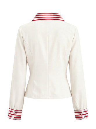 [Vorverkauf] Rot & Weiß 1940er Streifen Asymmetrisch Schnürung Bluse