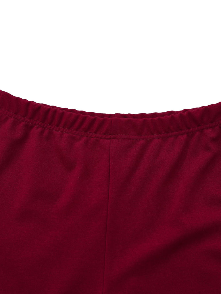 2PCS 1950er Solide Tiefer-V Gürtel Detail Weste & Hose