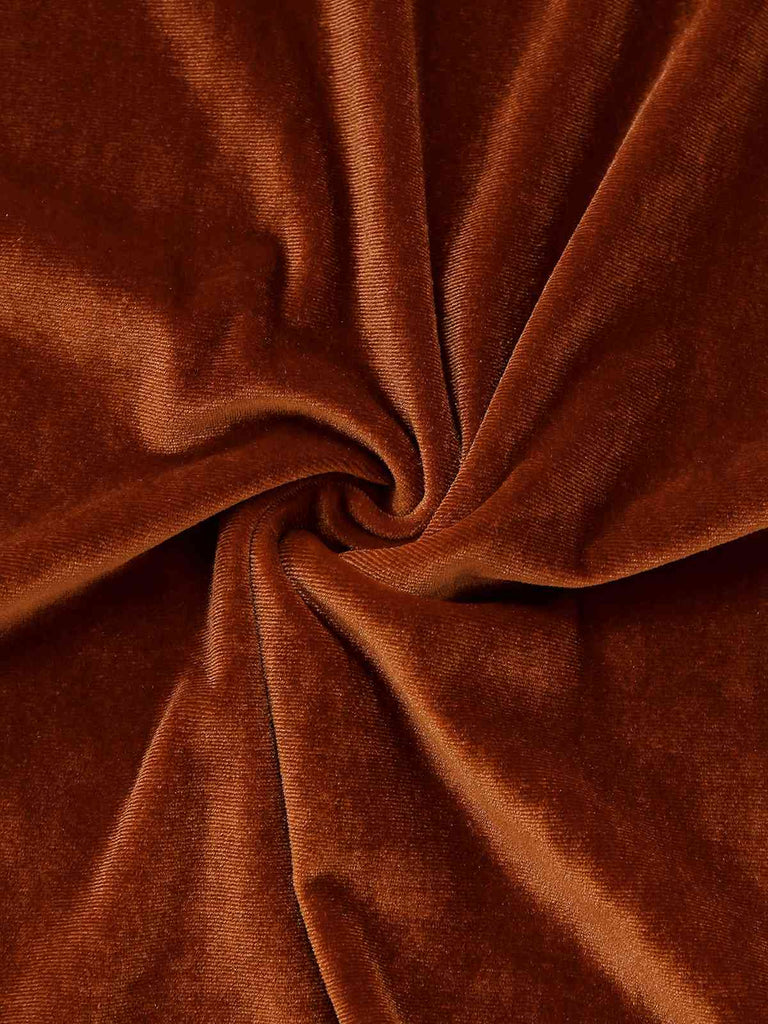 Braun 1940er Solide Revers Samt Schein Zweiteiler Kleid