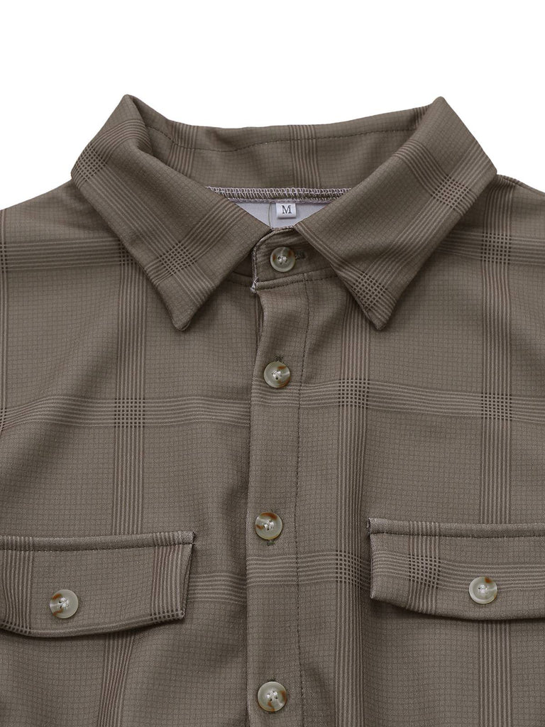 Grün 1930er Kariert Revers Gürtel Jumpsuit