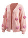1930er 3D Gänseblümchen Langarm Strick Strickjacke