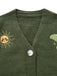 1980er Sonne Mond Bestickt Laternenärmel Stricken Cardigan