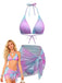 3PCS Y2K Halter Ombre Bikini Set & Cover-Up