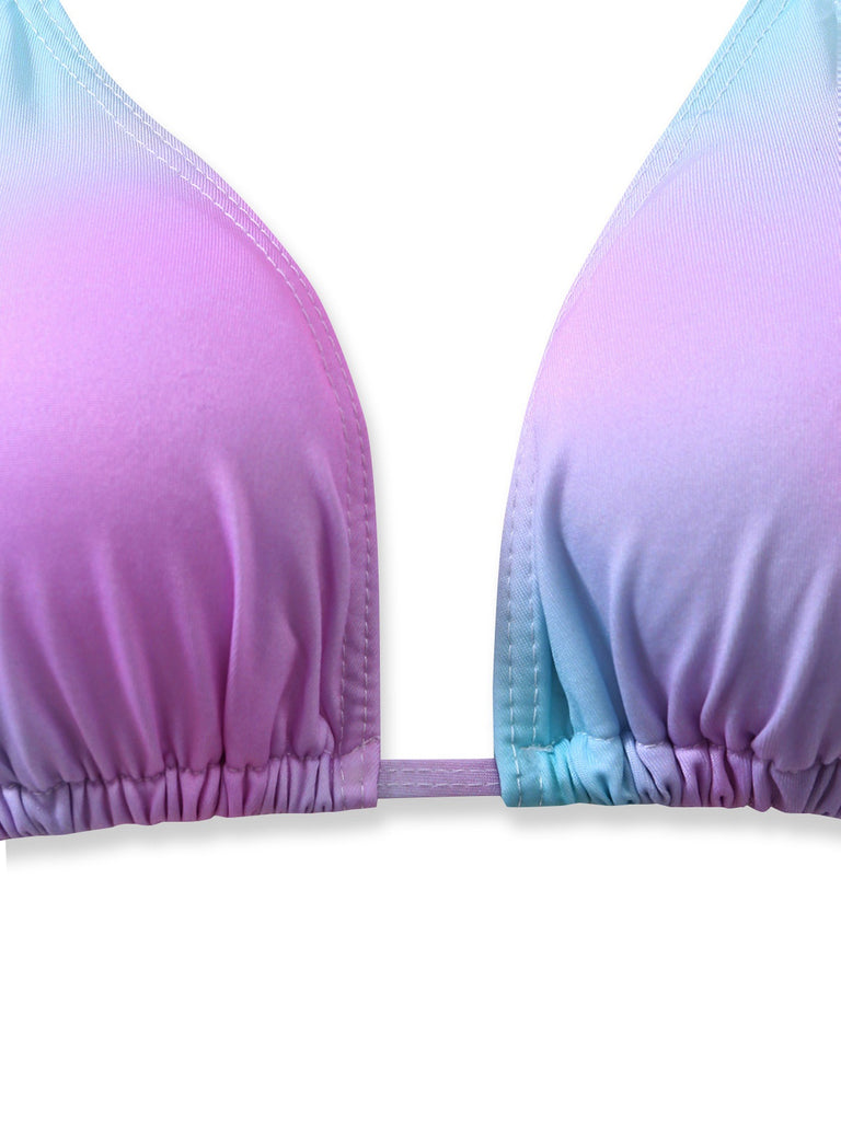 3PCS Y2K Halter Ombre Bikini Set & Cover-Up