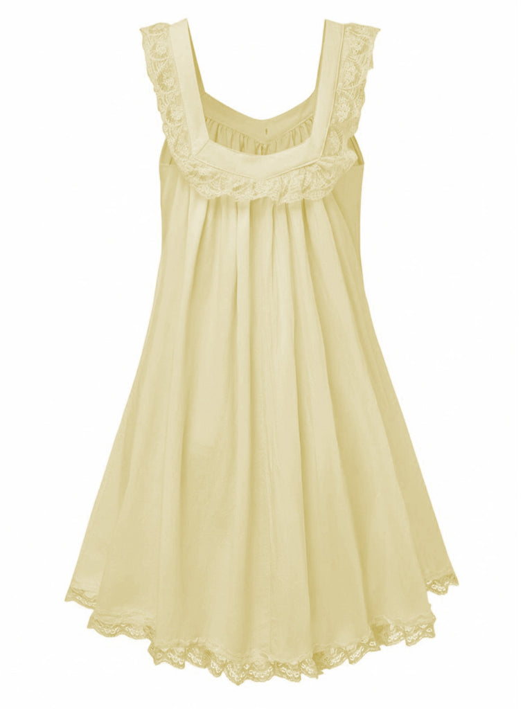 Blau 1960er Solide Bogen Rückenfrei Spitze Babydoll Kleid