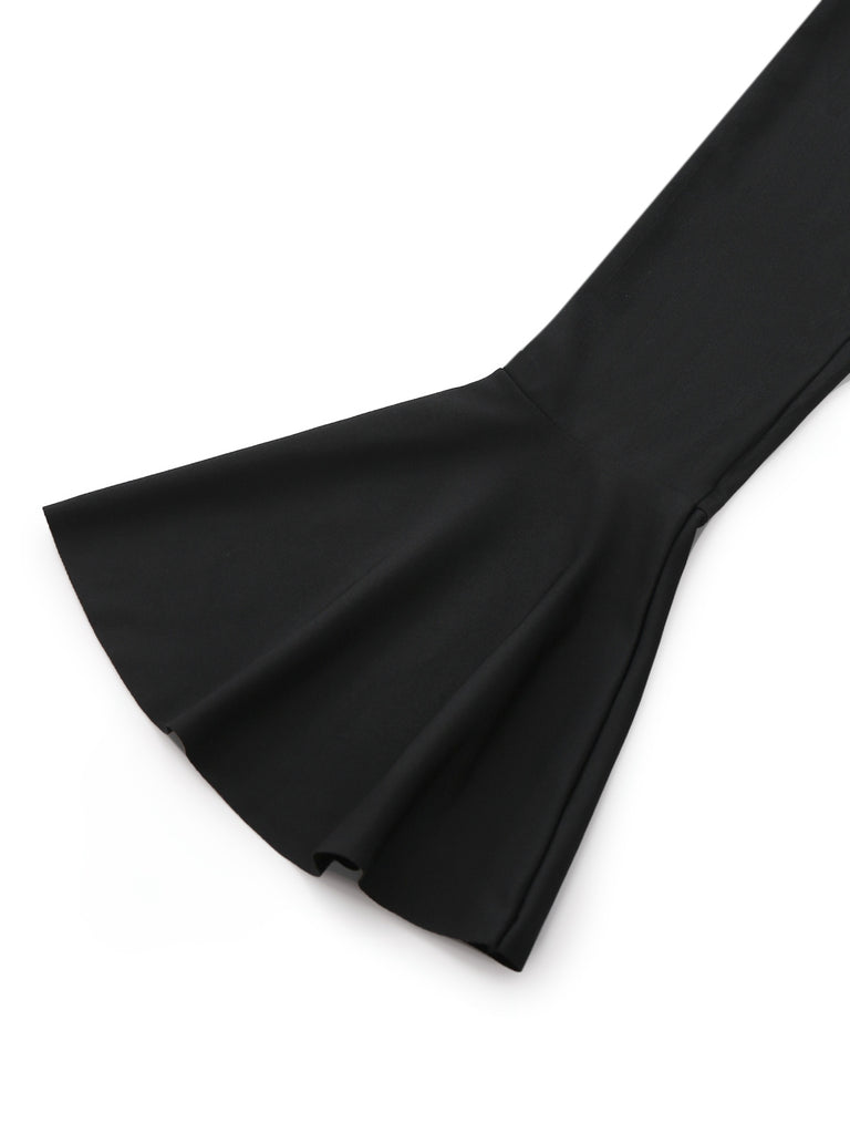 Schwarz & Weiß 1960er Rüschen Peplum Kleid