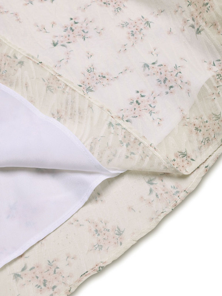 [Vorverkauf] 1940er Blumen Spitze V-Ausschnitt Kurzarm Midi Kleid