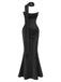 Trägerloses 80er Bodycon-Kleid mit Raffung und Schal
